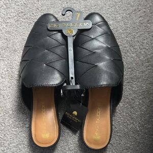 Big Buddha Black Woven Slide Mules